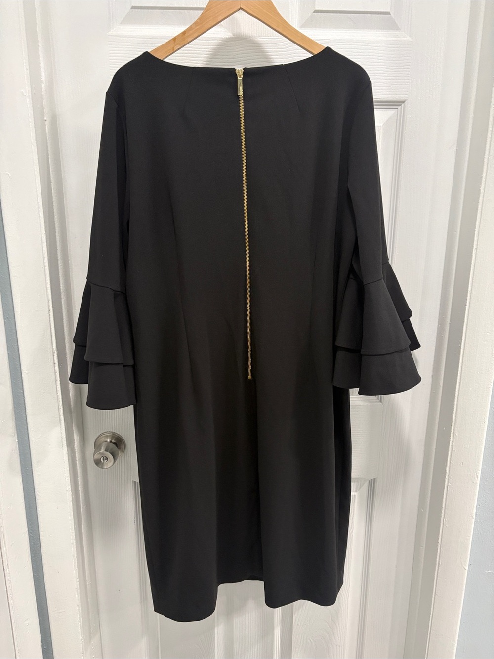 Calvin Klein Black Tiered Ruffle Sleeve Shift Dress - Picture 3 of 4